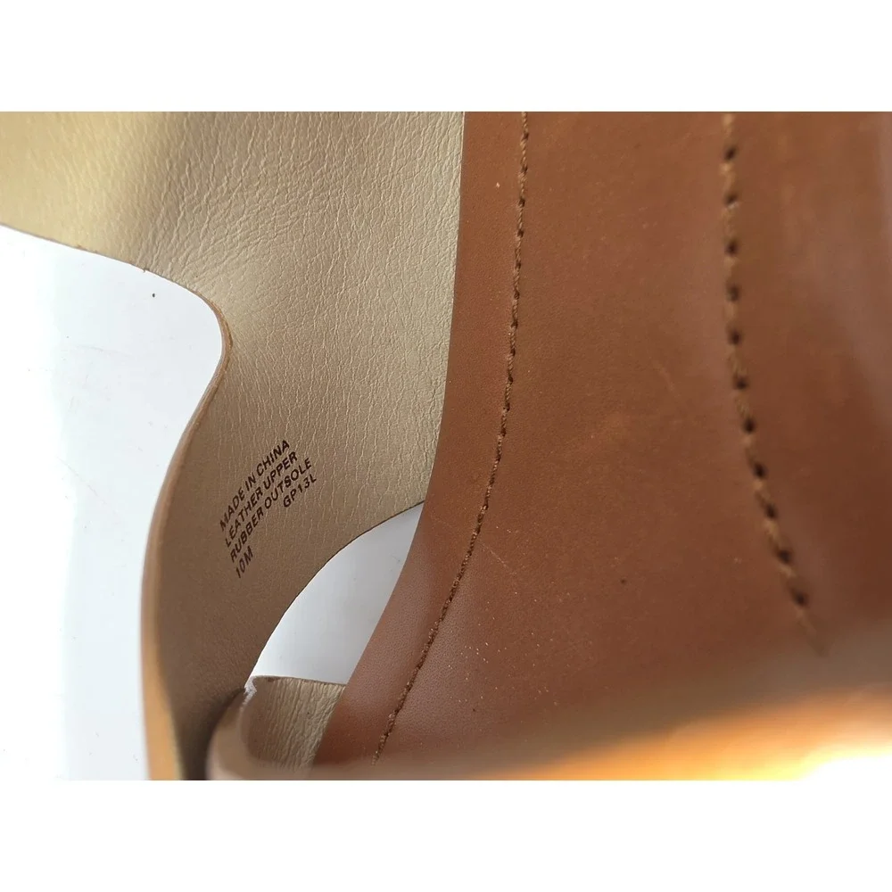 MICHAEL Michael Kors Maribella Luggage Brown Leather Sandals Tortoise Heel Sz 10